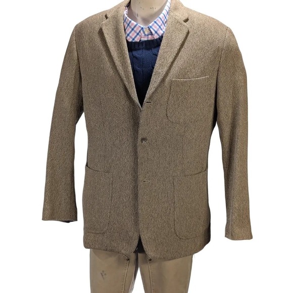 Polo Ralph Lauren Men's Cotton Tweed Herringbone Blazer Jacket Size L NWT $325